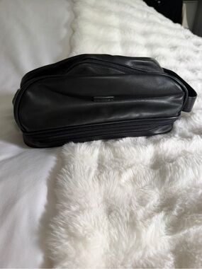 Calvin Klein Black Leather Men's Toiletry Bag